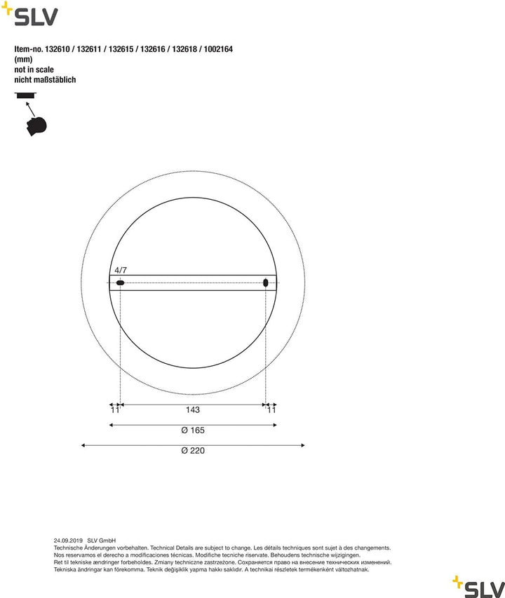 SLV Deckenrosette Fitu 3-er Rosette, rund, inklusiv Zugentlastungen, schwarz 132610, 22 x 22 x 5,4 c