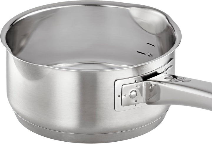 RÖSLE EXPERTISO Stielkasserolle, Hochwertiger Universaltopf aus Edelstahl 18/10, 16 cm, Edelstahlgri