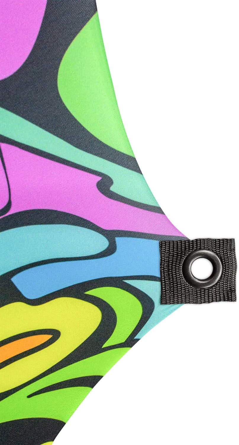 PSYWORK Schwarzlicht Segel Spandex | Dreieck S Dragon Temple II Right | 1,25 x 1,75m | UV-aktiv | Le