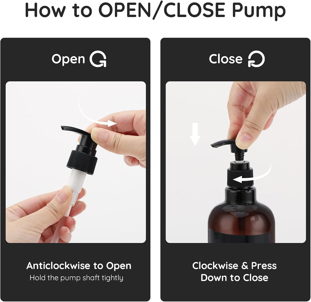 Segbeauty 500ml Shampooflasche Nachfüllbar, 3pcs 16.9oz Shampoospender mit Etikett, Leere Pumpflasch