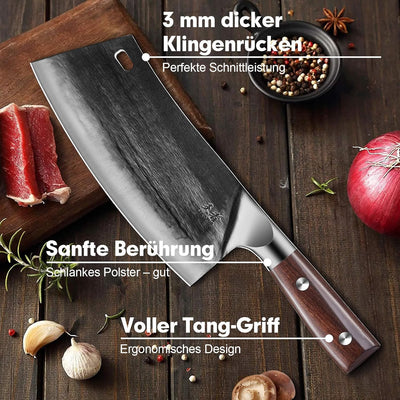 ENOKING Hackmesser, handgeschmiedetes Chinesisches Küchenmesser, Scharf Kochmesser Hochwertigem Deut