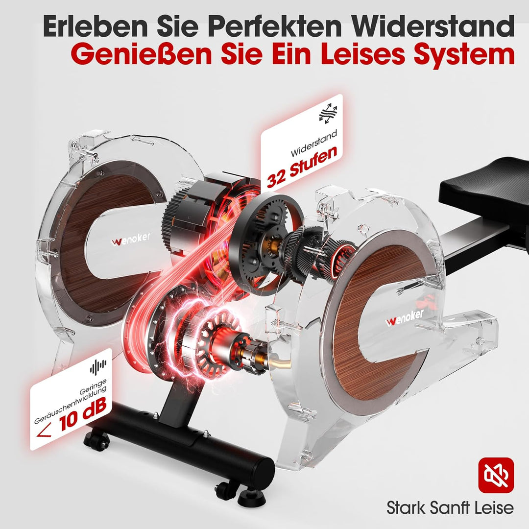 Wenoker Rudergerät für Zuhause, Magnetisches Rudergerät mit APP & LCD-Display, 32 Widerstandsstufen,
