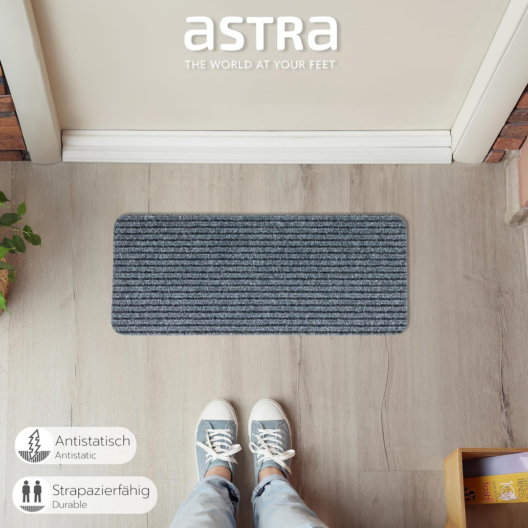 Astra Fussmatte innen grau Schmutzfangmatte rutschfest – Türmatte 25x60 cm 3er Set wasserabweisend –