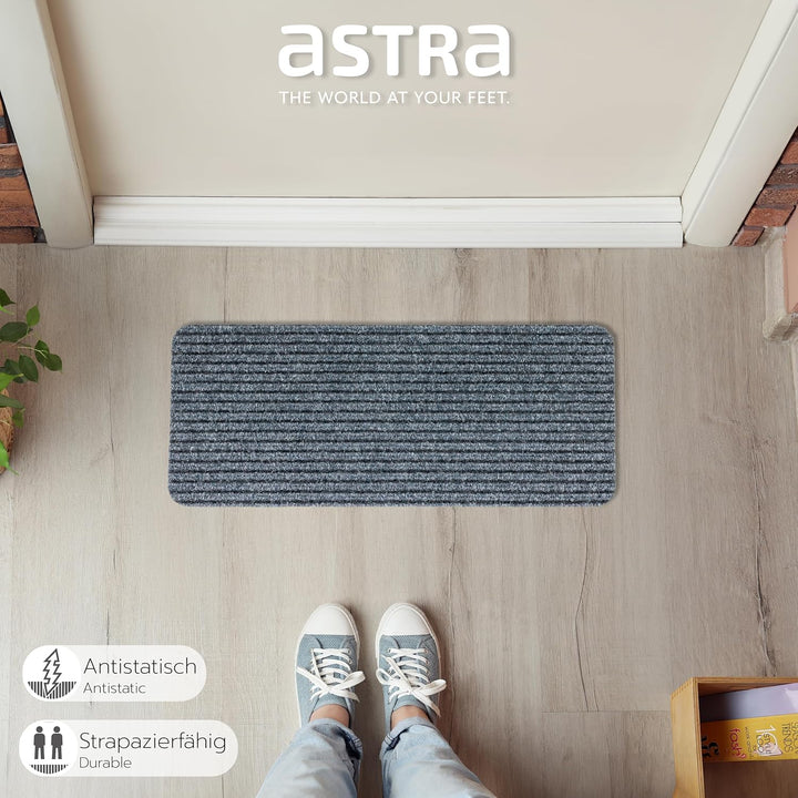 Astra Fussmatte innen grau Schmutzfangmatte rutschfest – Türmatte 25x60 cm 3er Set wasserabweisend –