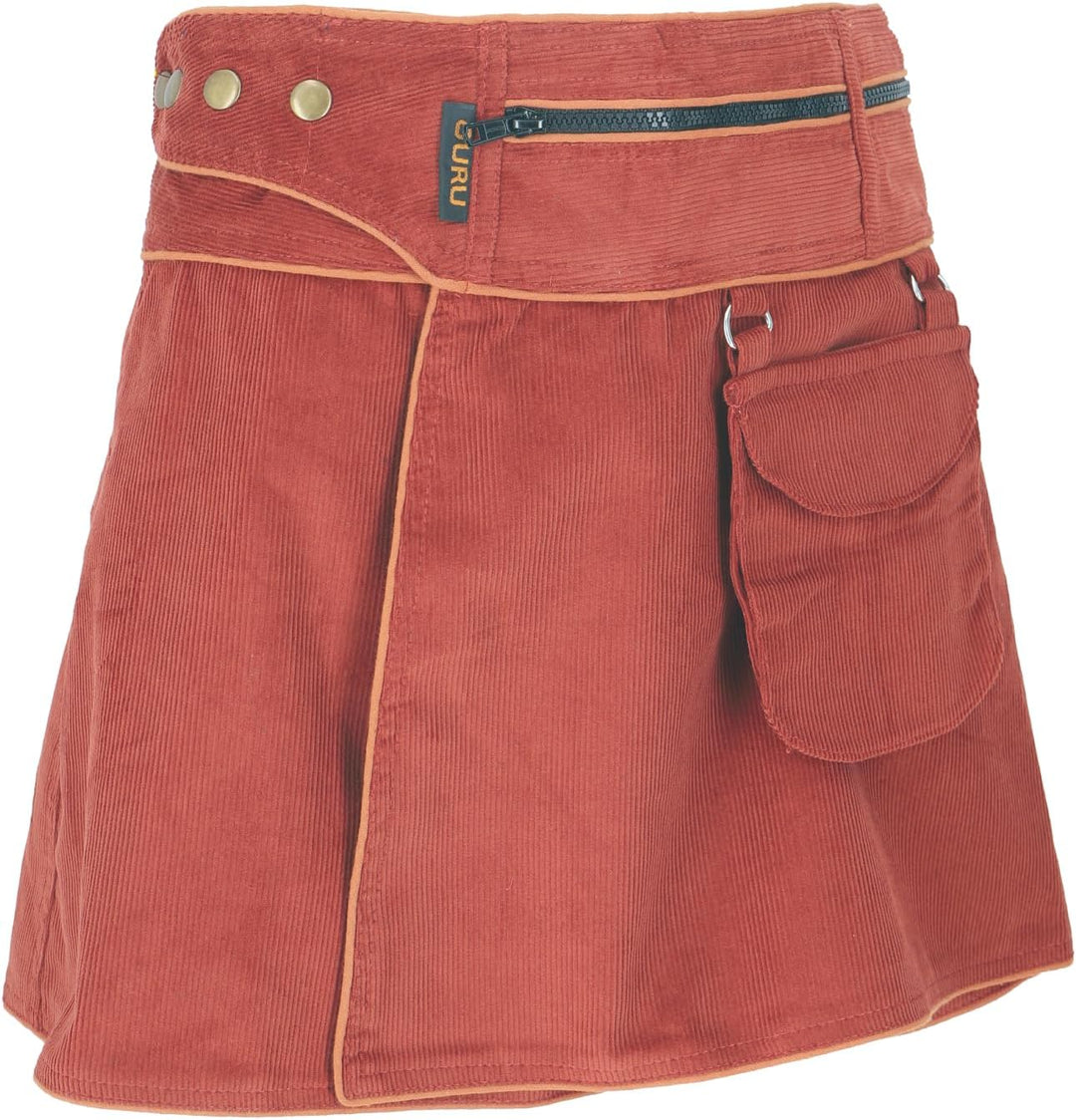 GURU SHOP Wickelrock, Cord Minirock, Damen, Baumwolle 42 Rostorange, 42 Rostorange