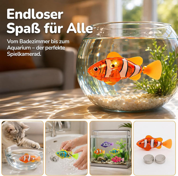 Robo Fish 6 Stück, Katzenspielzeug Fisch mit LED Licht, Interaktives Schwimmendes Roboter Fisch Spie