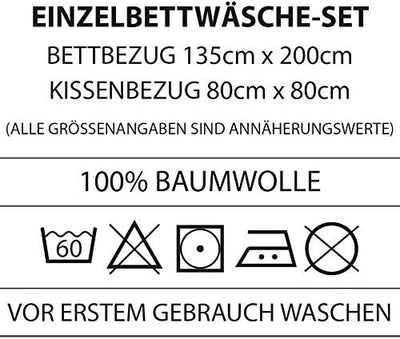 CTI Bettwäsche 135x200cm + 80x80 cm 100% Baumwolle Wendebettwäsche Schwan mit Stern Krone rosa