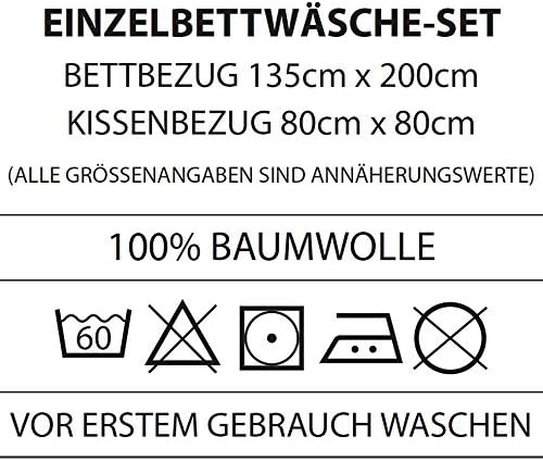 CTI Bettwäsche 135x200cm + 80x80 cm 100% Baumwolle Wendebettwäsche Schwan mit Stern Krone rosa