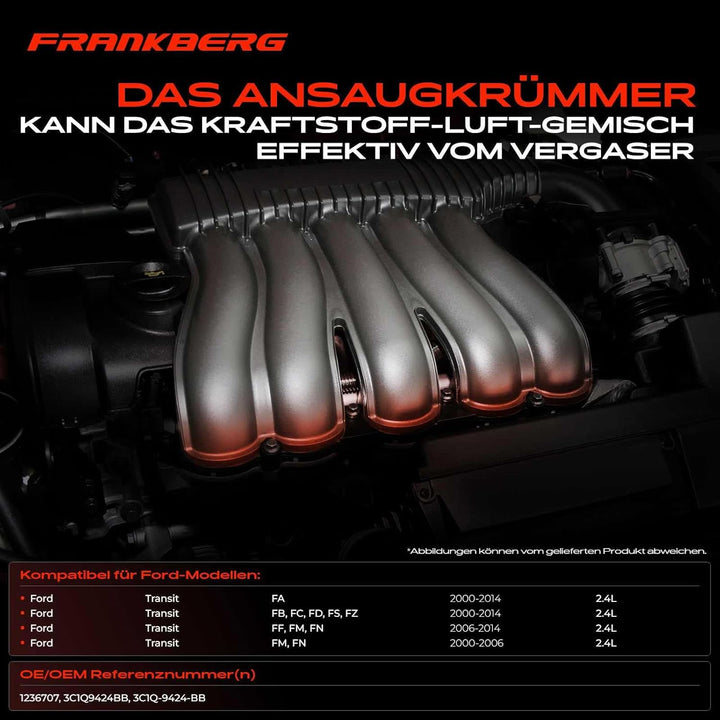 Frankberg 1x Ansaugkrümmer Kompatibel mit Transit Bus 2.4L Diesel 2006-2014 Transit Kasten 2.4L Dies