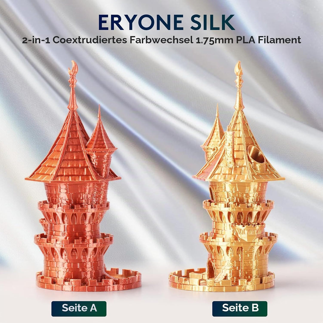 ERYONE Dual Two-Tone PLA Filament 1.75 mm, 3D Printer Filament, 1 kg Spool +/- 0.02 mm, Silk Gold &amp;