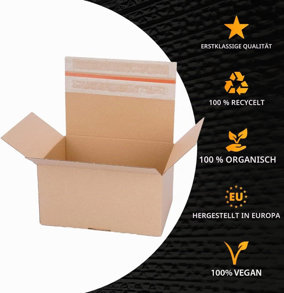 Automatik Karton - 120 Versandkartons mit selbstklebendem Deckel - Kartonagen 213 x 153 x 109 mm - V