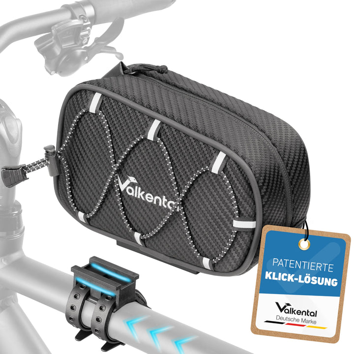 Valkental® Fahrrad Rahmentasche [Innovativer Adapter] Wasserfeste Oberrohrtasche mit Schnellspanner