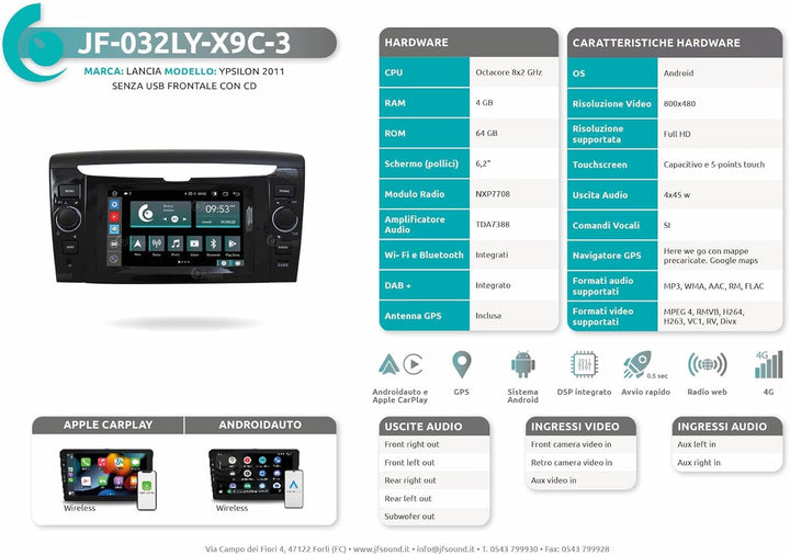 Personalisiertes Autoradio für Lancia Ypsilon serienmässig ohne Front-USB Android GPS Bluetooth WiFi