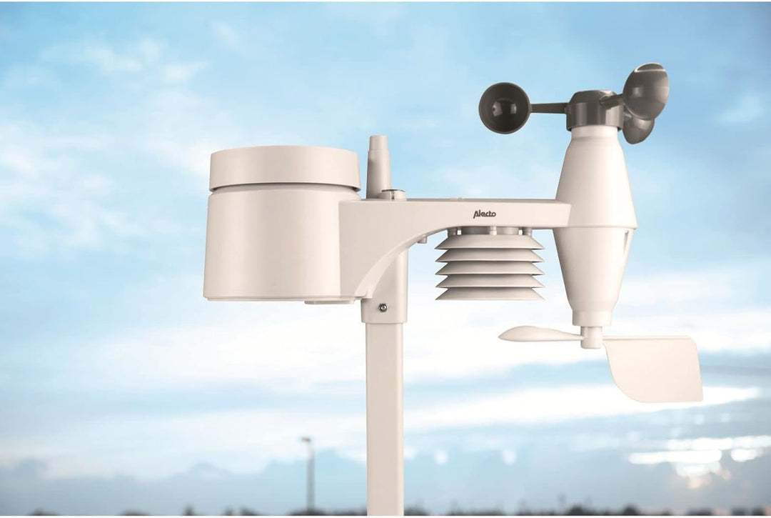 Alecto WS-4800 Funk Wetterstation mit grossem Display. Misst die Temperatur, Windgeschwindigkeit, Lu