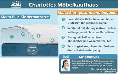 Charlottes Möbelkaufhaus Kindermatratze Malta Plus 90x190 cm Hochwertige Matratze Kinderbett Atmungs