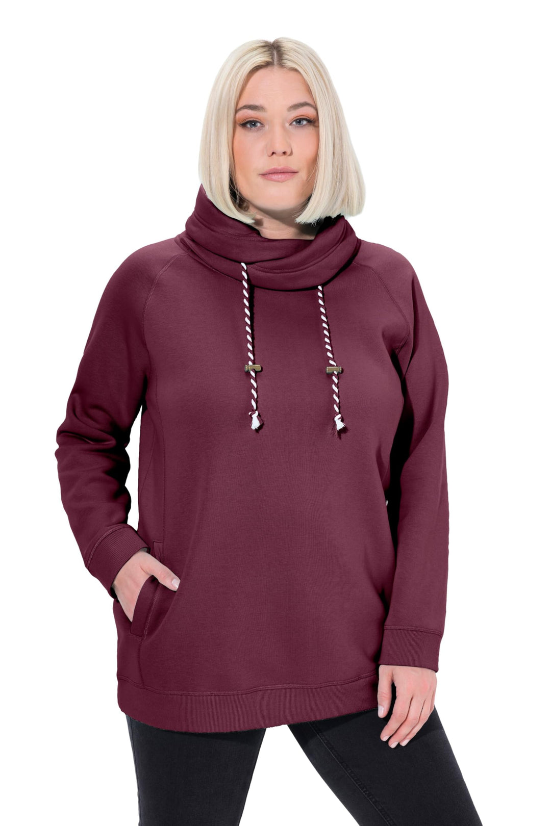 Ulla Popken Damen Grössen, Sweatshirt, Verdunkelung 42-44 Dunkle Beere, 42-44 Dunkle Beere