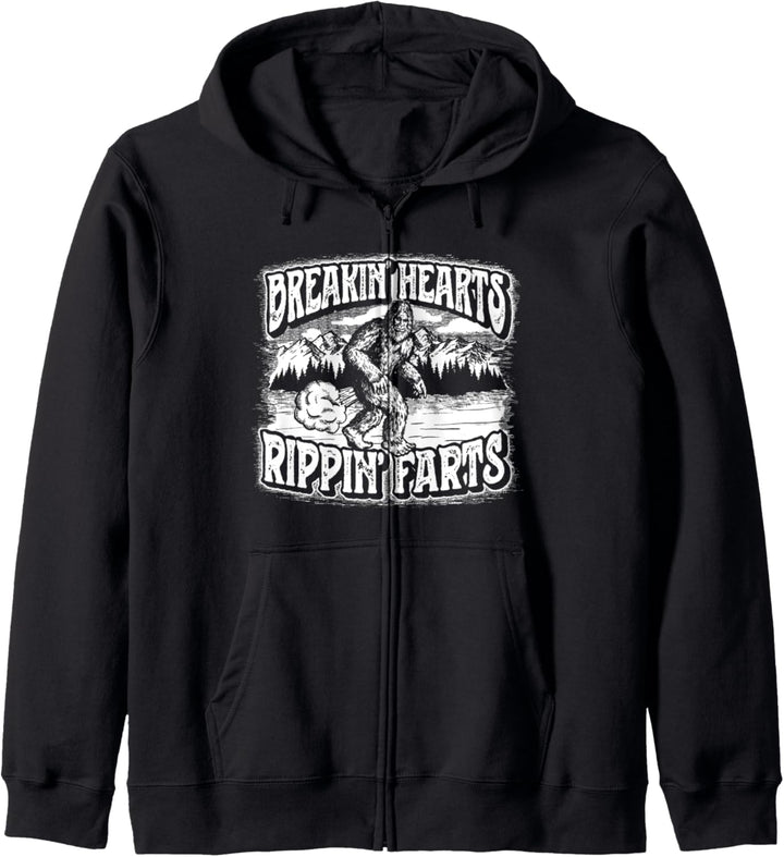 Breakin' Hearts, Rippin' Farts Funny Sasquatch Bigfoot 80s Kapuzenjacke