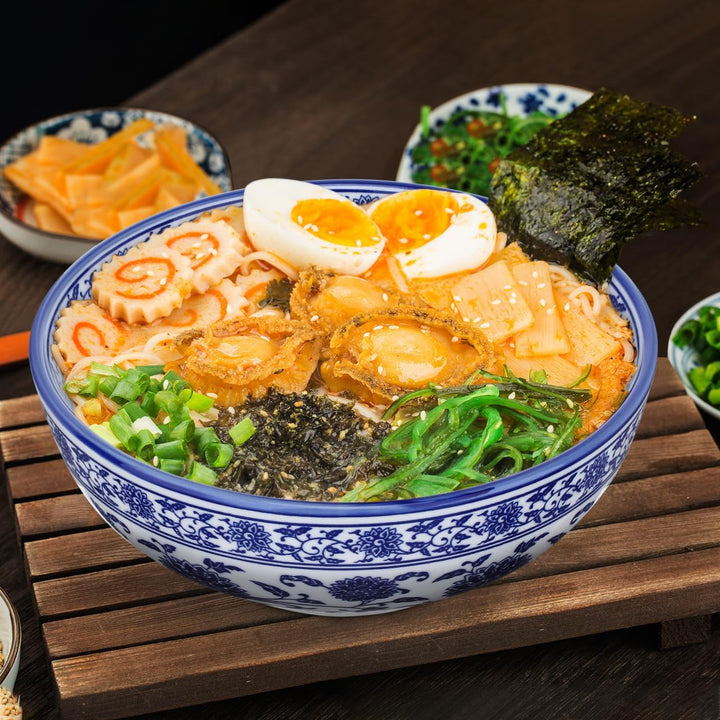 BESTonZON Keramik Suppensch¨¹ssel Nudelschale Asiatische Ramen Sch¨¹ssel Blau 7 Zoll Chinesische Sti