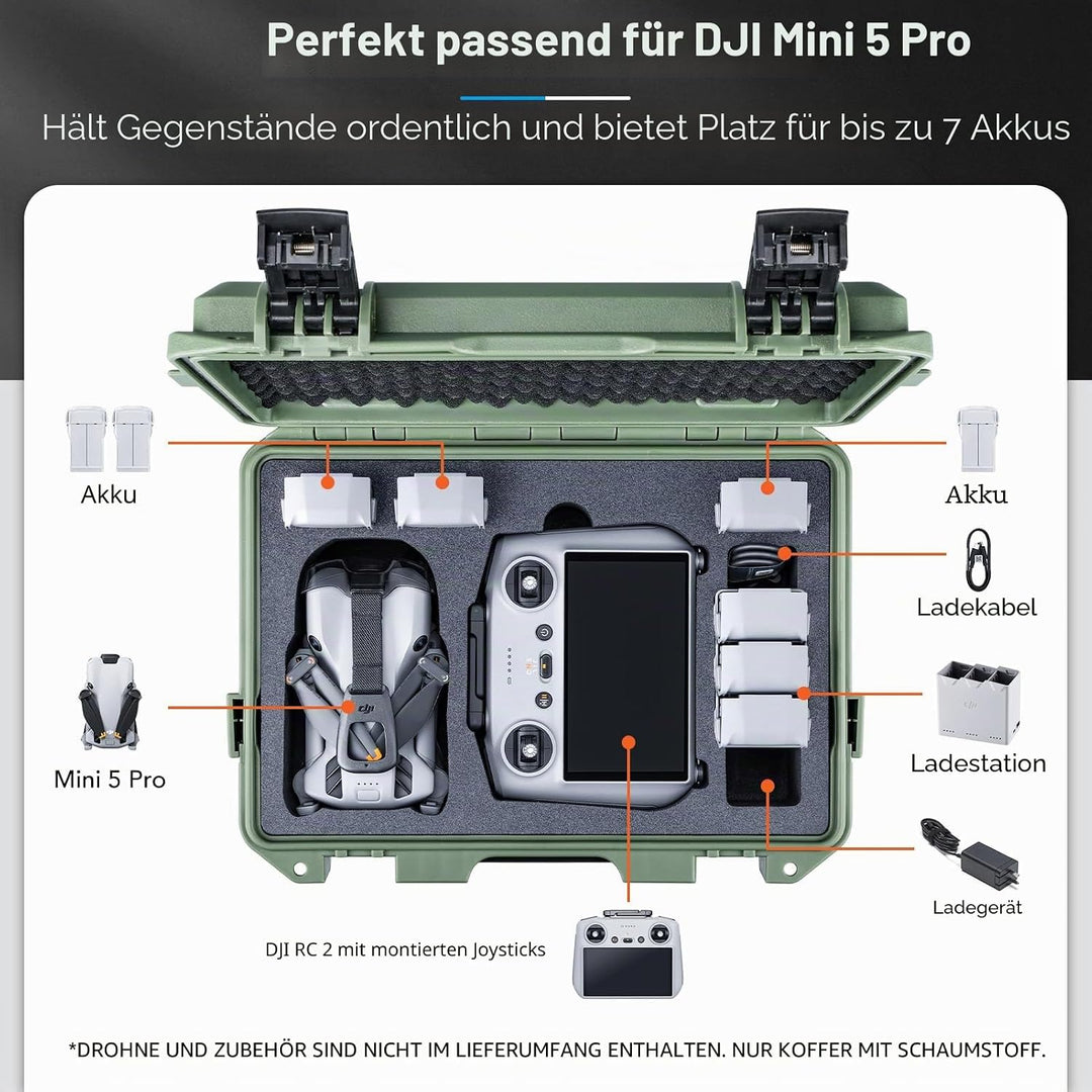 Lykus Titan MM510 Wasserdicht Tasche/Koffer/Case für DJI Mini 5 Pro und RC2/RC-N3,Unterstützt 7 Akku