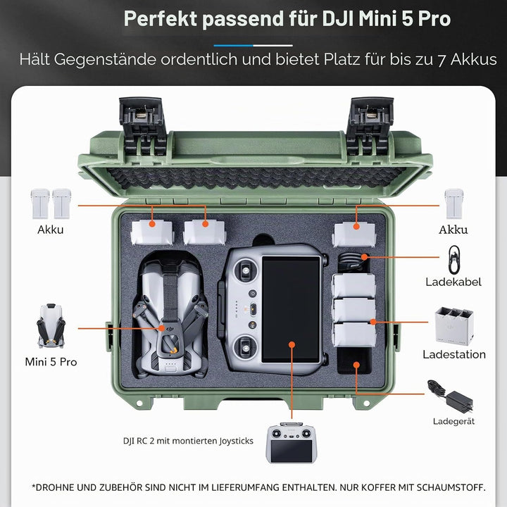 Lykus Titan MM510 Wasserdicht Tasche/Koffer/Case für DJI Mini 5 Pro und RC2/RC-N3,Unterstützt 7 Akku