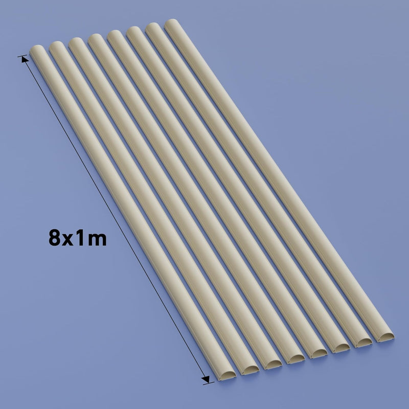 D-Line 1D3015M/8 Mini Kabelkanal Selbstklebender, Halbrunde Kabelführungen, Kabelleiste - 8x 30mm (B