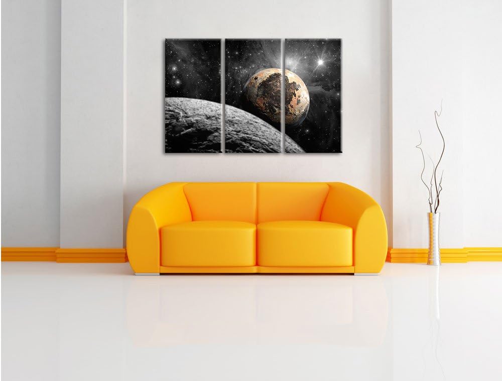 Pixxprint Alien Planeten im Weltall als Leinwandbild/Grösse: 3 Teilig (120x80 cm) cm/Wandbild/Kunstd