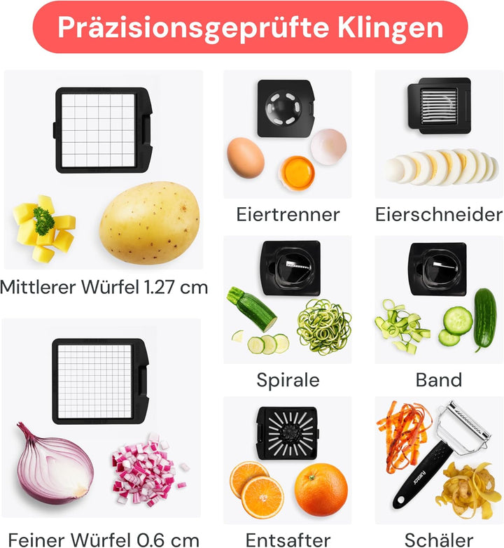 Gemüseschneider Spiralschneider Gemüsehobel - Gemüse Schneider Zwiebelschneider Kartoffelschneider O