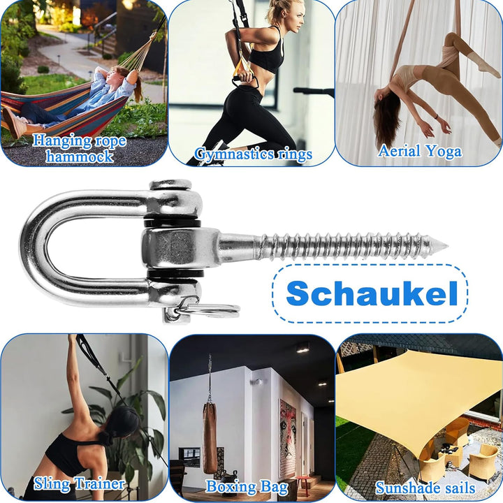 DAJAVE 4 Stück Hängende Schraube, Schwerlast 180° Schaukelhaken, 304 Edelstahl Schaukelhaken für Hol