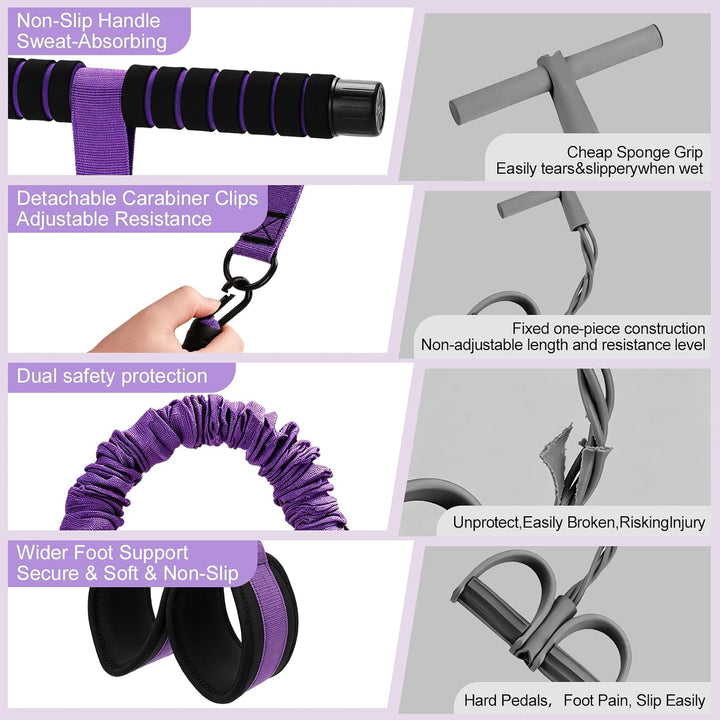 Multifunktionales Zugseil für Fitness, Abnehmen, Workout, Yoga Violett, Violett