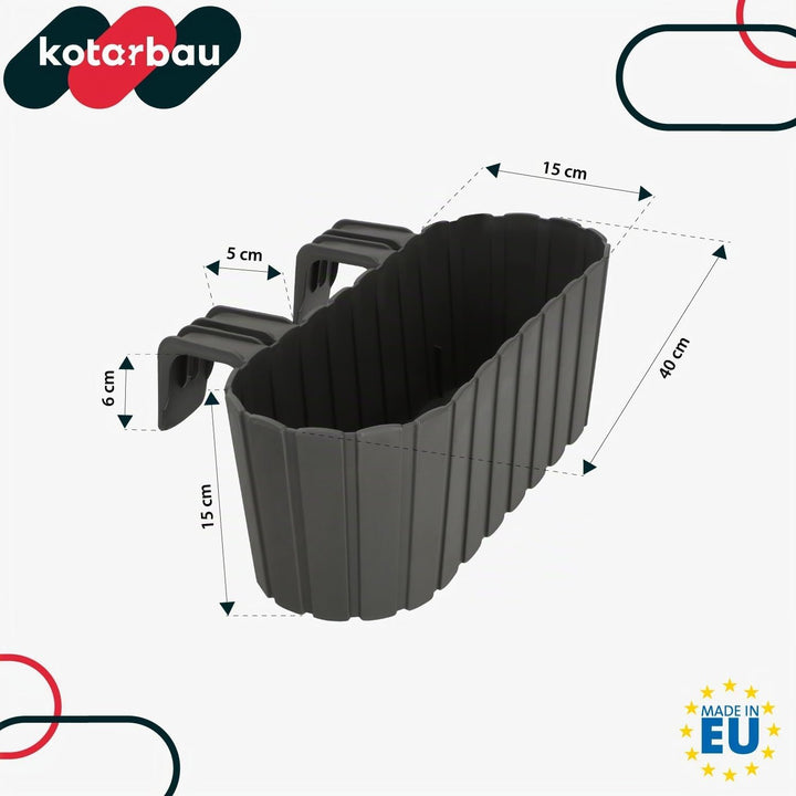 KOTARBAU® 6er Set Blumenkasten für Balkon - 40 x 15 x 15 cm - Blumenkasten für Balkongeländer - Balk