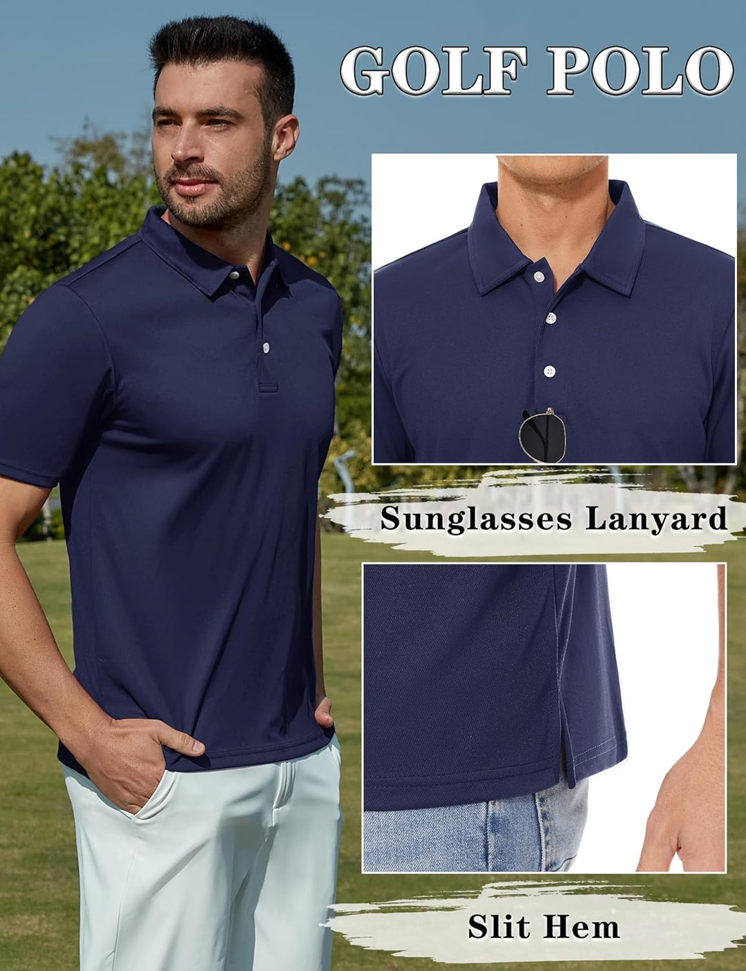KEFITEVD Herren Poloshirt Kurzarm Golf T-Shirt Schnelltrocknend Atmungsaktiv Funktionsshirt Regular-
