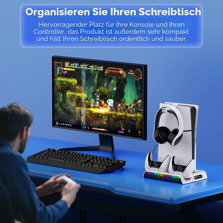 FASTSNAIL ASTSNAIL Standfuss für PS5/PS5 Pro/PS5 Slim, Lüfter Ständer für Playstation5 Digital/Disc