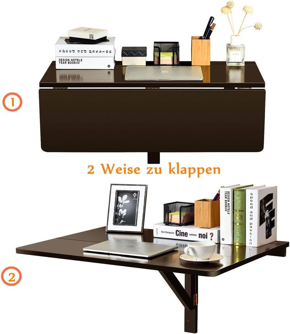 RELAX4LIFE Wandtisch klappbar, platzsparender Esstisch, Schreibtisch für Esszimmer & Studierzimmer,