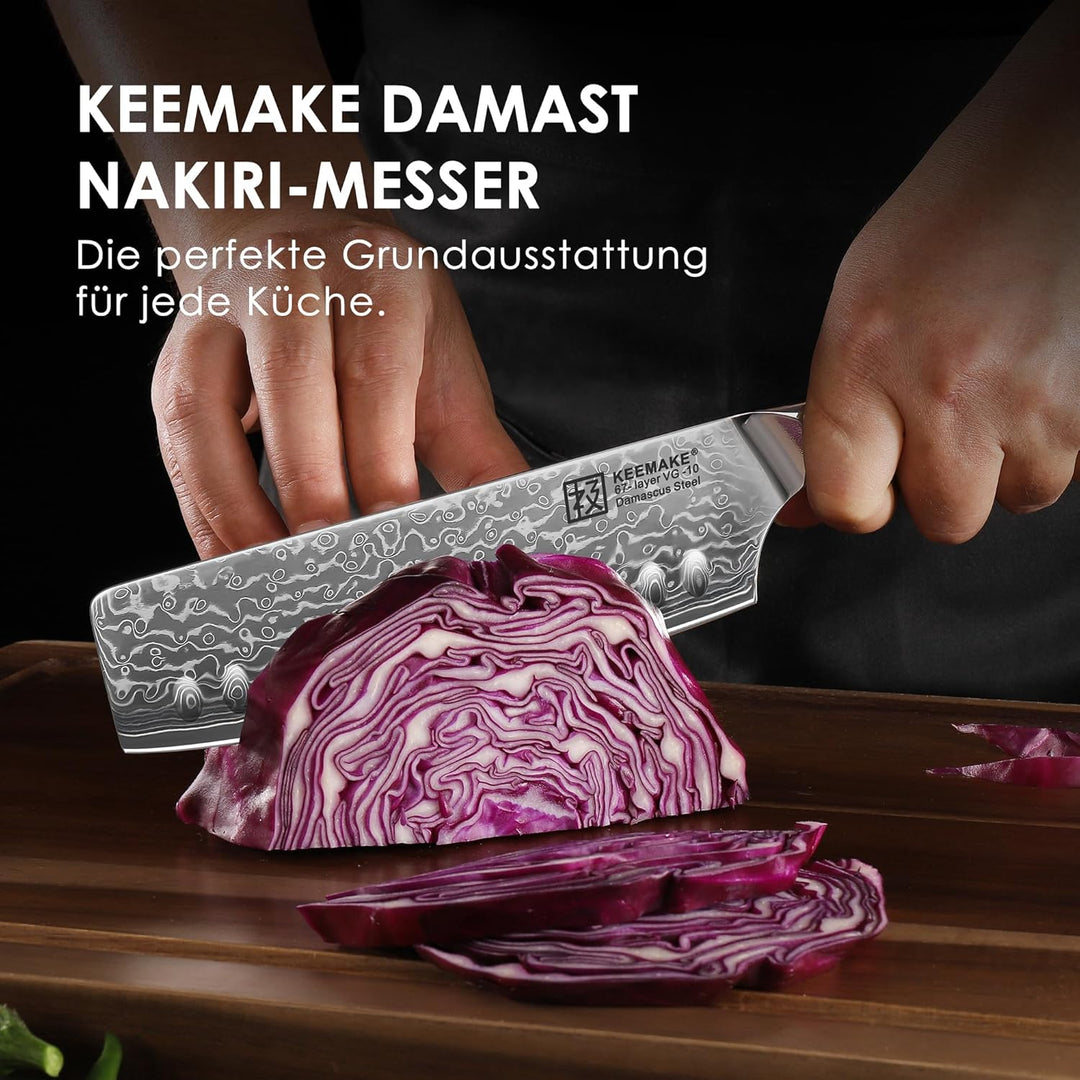 KEEMAKE Küchenmesser Küchenbeil Nakiri Messer - 6,5 Zoll Hackbeil Nakiri Messer Hackmesser Küchenmes