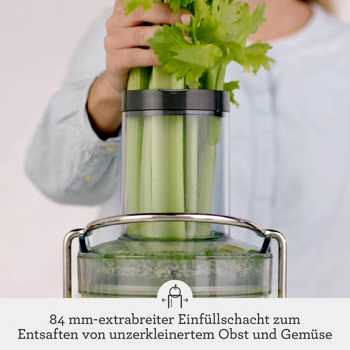 Sage Appliances SJE430 the Nutri Juicer Cold, Entsafter, Gebürstetes Edelstahl Entsafter mit 2 Gesch