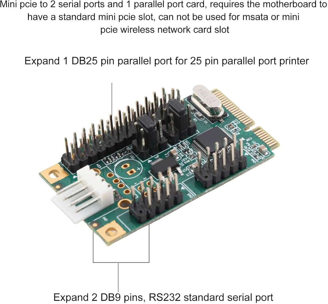 PCIe-Seriell-Parallel-Erweiterungskarte, Parallelport-Combo-Karte PCI-Express-Karte mit 2 Hochgeschw