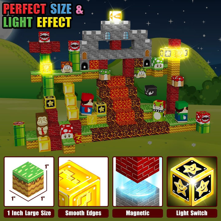 Magnetische Bausteine 200 Stück 2.5CM Baue Magnetische Blöcke Spiel Abenteuer Welt Magnetspielzeug M