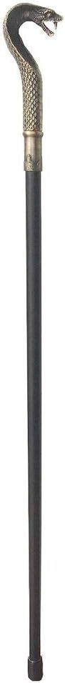 shoperama Gehstock mit Kobra-Griff aus Metall Spazierstock Schlange Gothic Steampunk Kostüm-Zubehör
