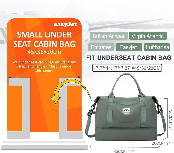 Reisetasche Damen 45x36x20 Easyjet Handgepäck Tasche Sporttasche Weekender Bag Schwimmtasche Wasserd