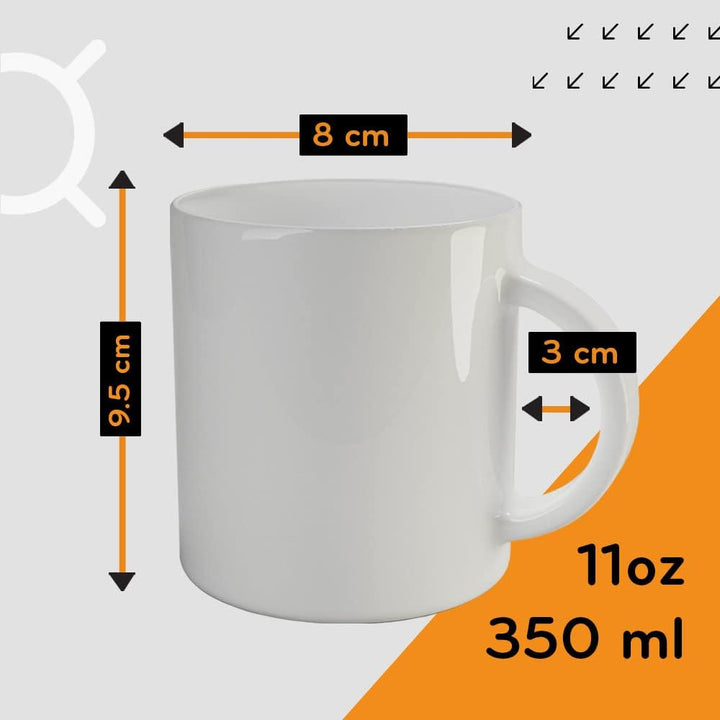 PixColor Cricut – 12 weisse Sublimationstassen aus Keramik mit orangefarbener Innenseite | Einzelver