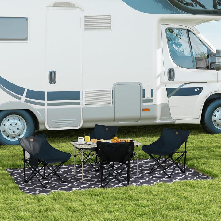 Outsunny Campingtisch Klapptisch mit Aufrollbare Tischplatte X-Rahmen Gartentisch aus Aluminium leic