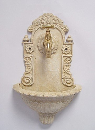Wandbecken weiss Gartenbrunnen Waschbecken Deko Antik Eisen Goldener Wasserkran