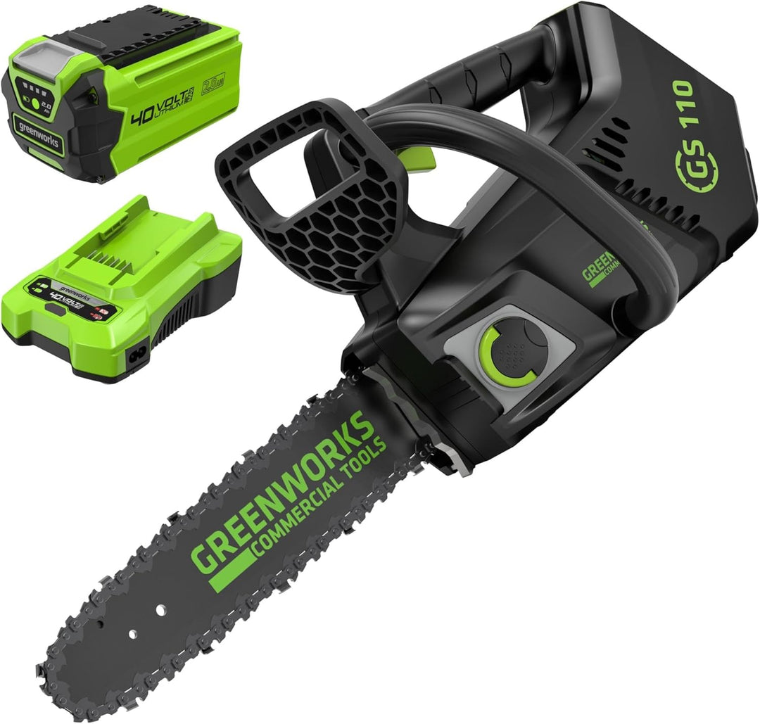 Greenworks GD40TCSK2 Akku Kettensäge mit Akku und Ladegerät, bürstenlosem Motor, 25 cm Blattlänge, 1
