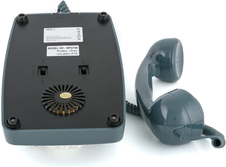 GPO 746ROTARYGRY Retro Telefon mit Wählscheibe im 70er Jahre Design Grau, Grau