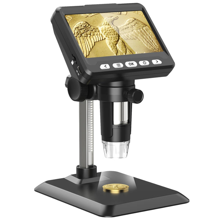 Ashfly Mikroskop, LCD Digital Mikroskop 500X 4,3-Zoll 1080P USB Mikroskop mit 8 einstellbaren LED Li