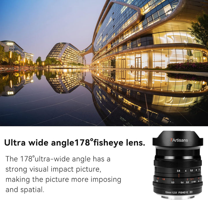 7artisans 10 mm F2,8 Vollformat-Fischaugenobjektiv, Ultra-Weitwinkel-Fischaugenobjektiv, 178° manuel