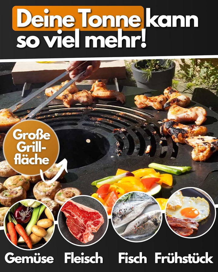 Feuerfest 123 Grillplatte rund I Ø 80cm I Feuerplatte aus Feinkorn-Stahl I Massive Plancha-Platte mi