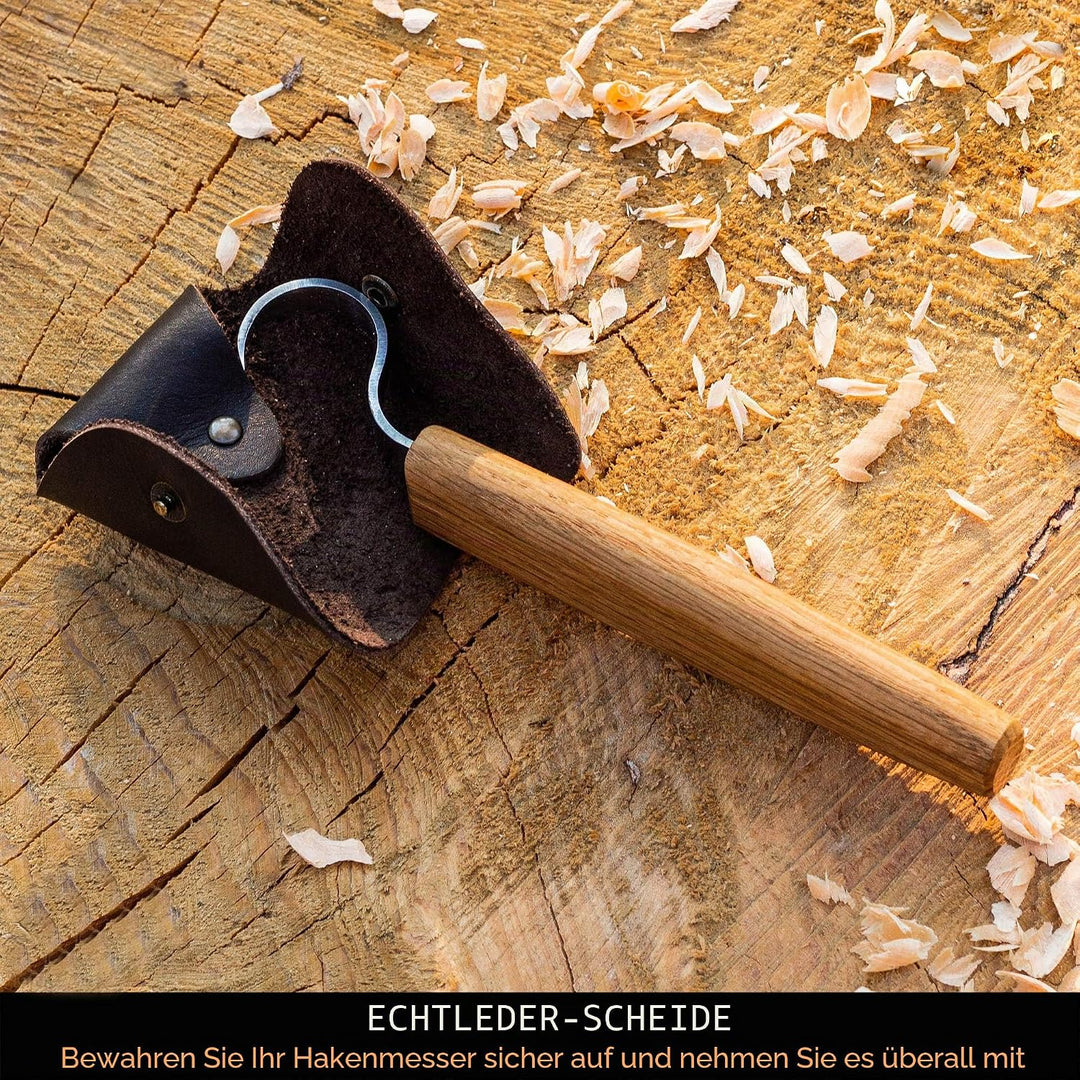 BeaverCraft SK1S Hakenmesser Holzschnitzlöffel Schnitzmesser mit Lederscheide - Holzschnitzhakenmess