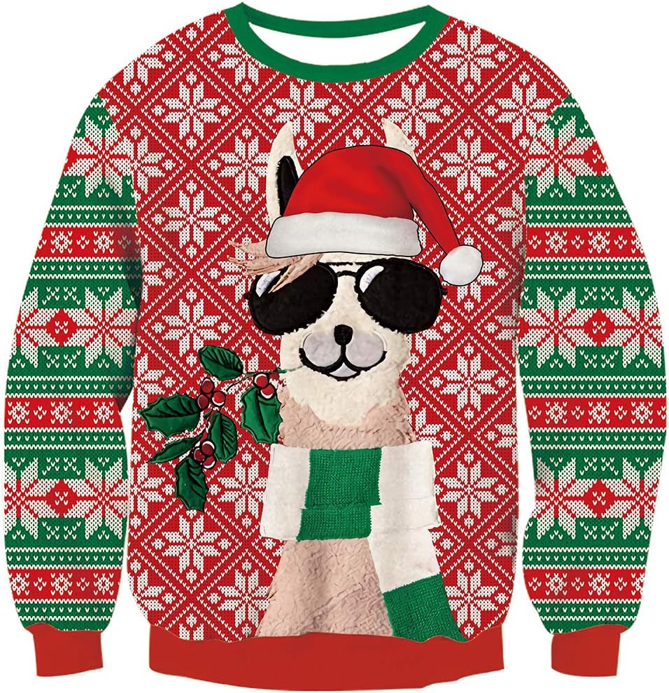 Goodstoworld Unisex Ugly Christmas Sweater Herren Weihnachtspullover Neuheit Dinosaurier Faultier Ka