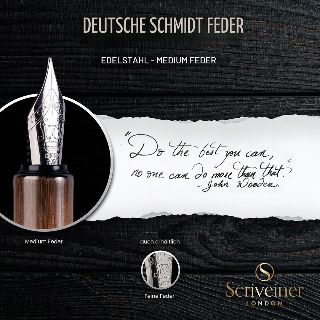 Scriveiner Luxus EDC Füllfederhalter (Medium), Messing Taschenstift, Handgebürstetes Kupferfinish, d